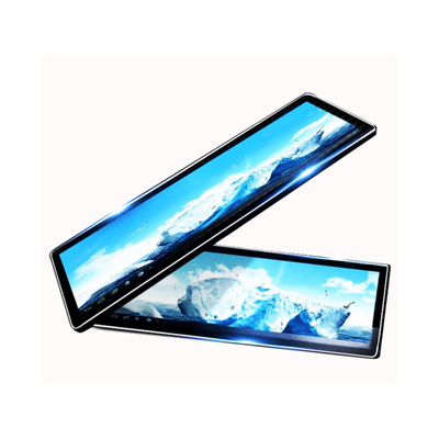 Buen precio Pantalla de estiramiento de 28,1 pulgadas de banda LCD de pantalla de estante digital de publicidad de supermercados en línea