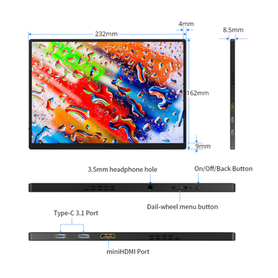Buen precio 10.5 pulgadas 1920*1280 pantalla IPS juegos pantalla LCD C-puerto de computadora interruptor de teléfono PS5 fabricante de equipo original pantalla portátil de ordenador portátil en línea